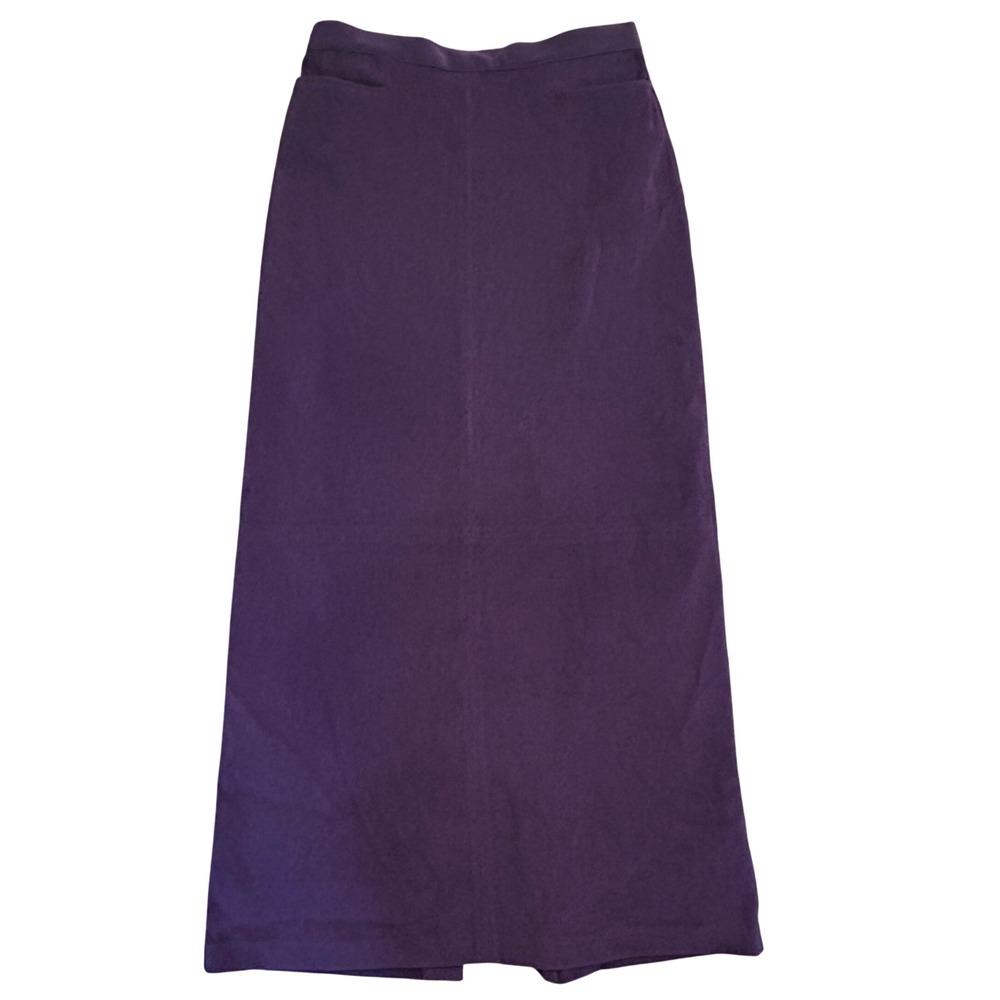 Norton McNaughton Purple Maxi Skirt Womens 6 Brushed Column Slit Pockets